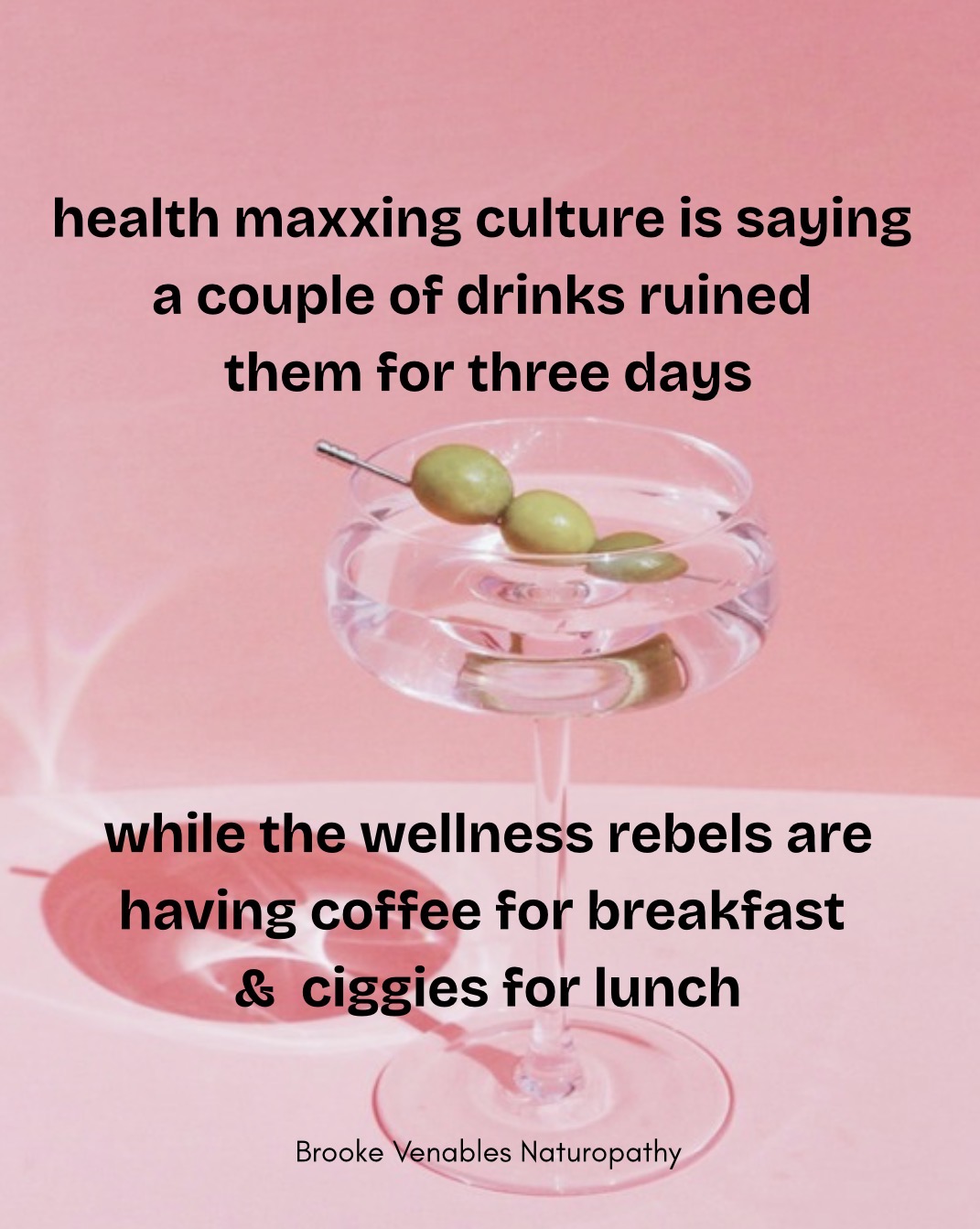 Brooke Venables naturopath Instagram - health maxxing culture hot take
